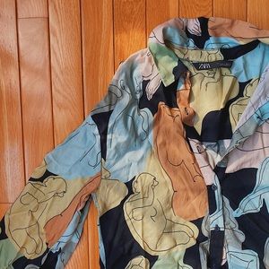 Abstract Cropped Button Down